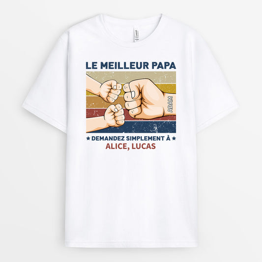 0931AFR1 Cadeau Personnalise T shirt Meilleur Papa Papy