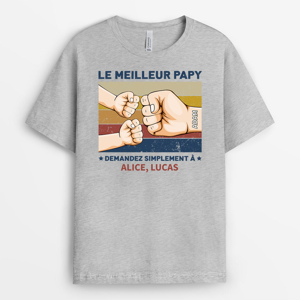 0931AFR2 Cadeau Personnalise T shirt Meilleur Papa Papy