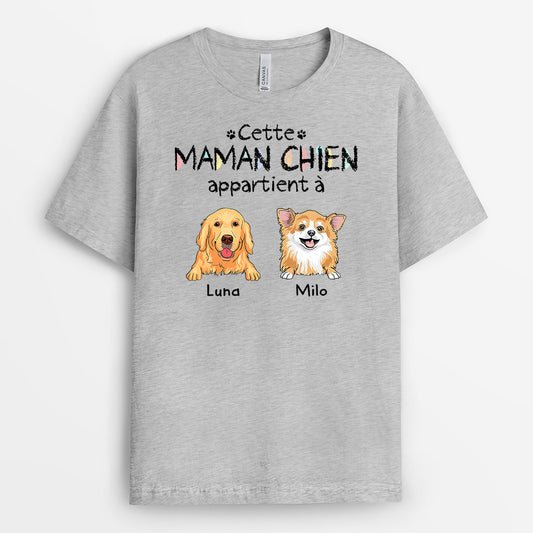 0938AFR1 Cadeau Personnalise T shirt Maman Amoureux des Chiens