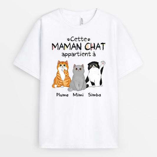 0938AFR2 Cadeau Personnalise T shirt Maman Galaxie Amoureux des Chats
