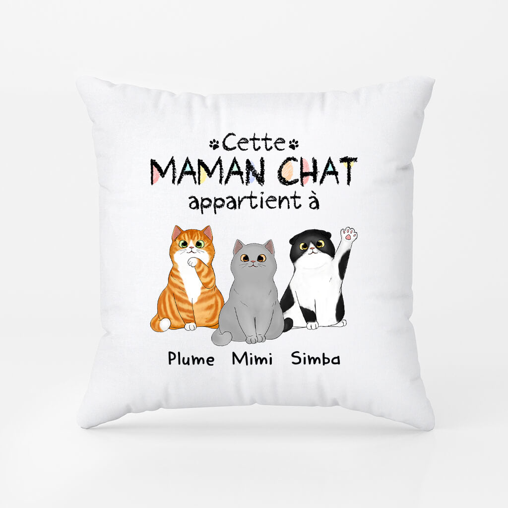 0938PFR2 coussin cette maman chat appartient a personnalise