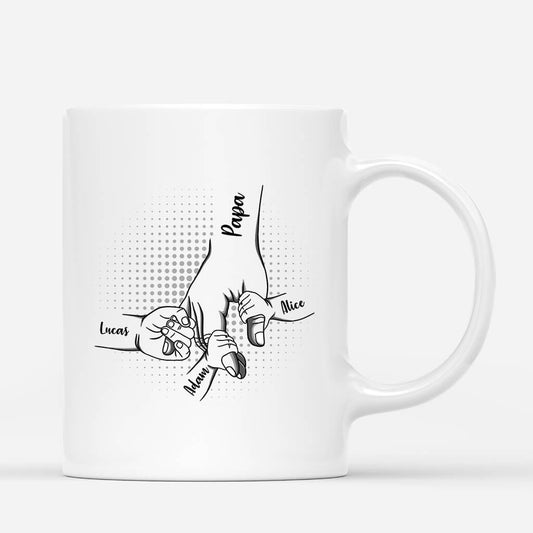 0945MFR1 mug papa papy et ses enfants tenant les mains personnalise