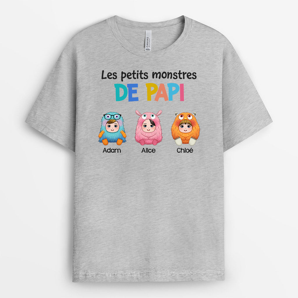 0948AFR1 Cadeau Personnalise T shirt Monstre Papa Papi