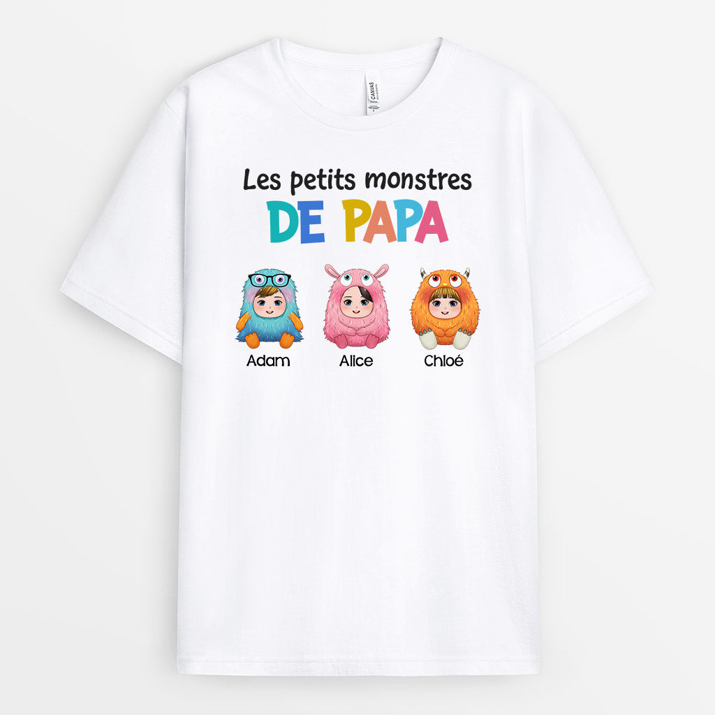 0948AFR2 Cadeau Personnalise T shirt Monstre Papa Papi