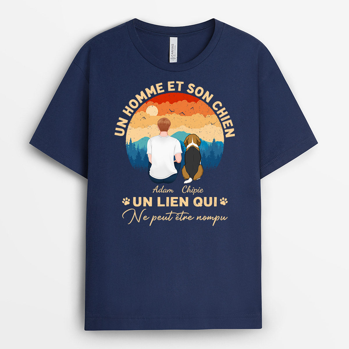 0949AFR1 Cadeau Personnalise T shirt Homme Chien Amoureux des chiens