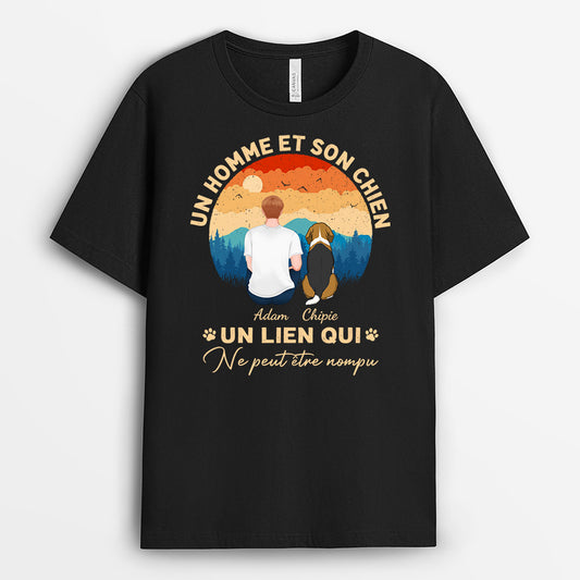 0949AFR2 Cadeau Personnalise T shirt Homme Chien Amoureux des chiens