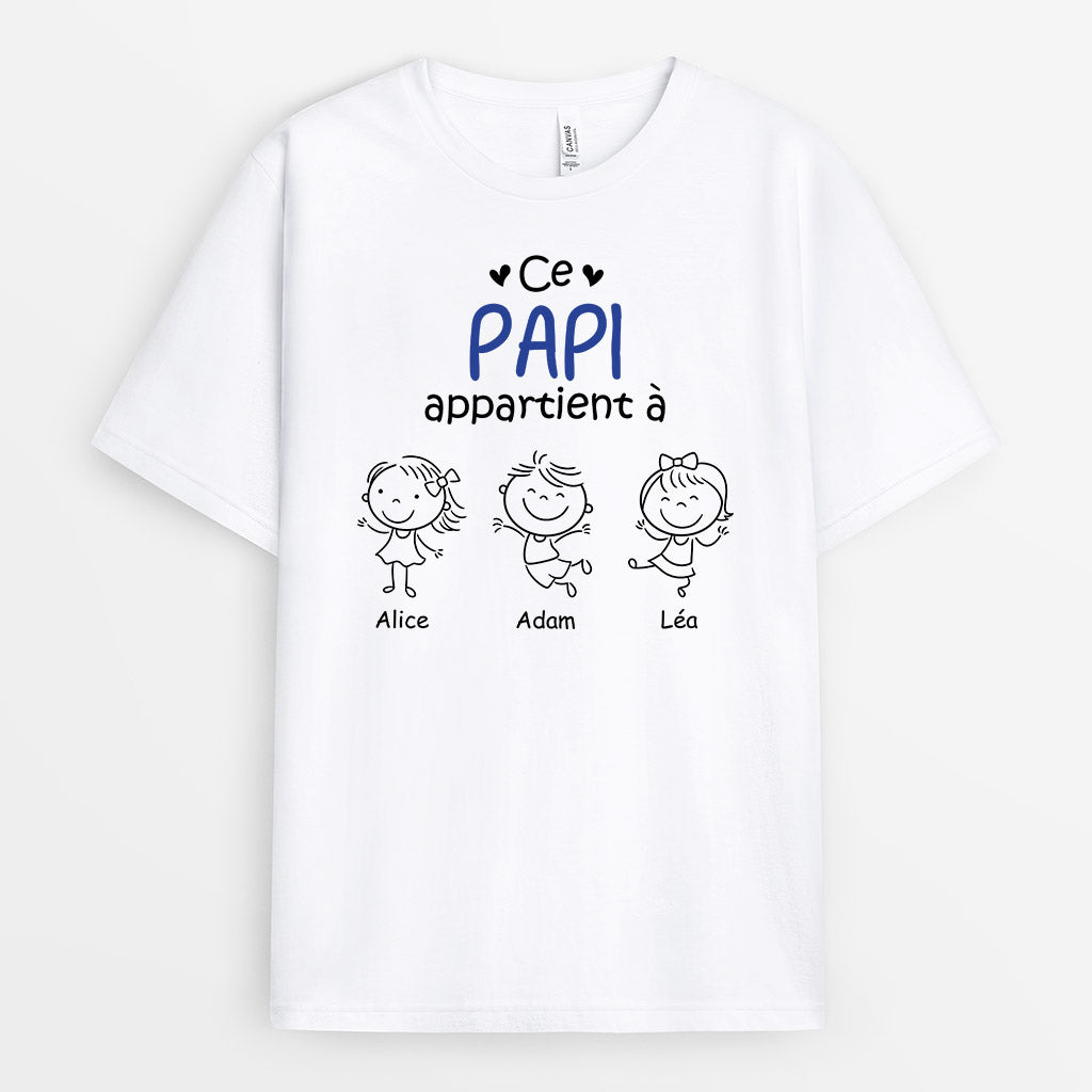 0959AFR3 Cadeau Personnalise T shirt Papa Papi