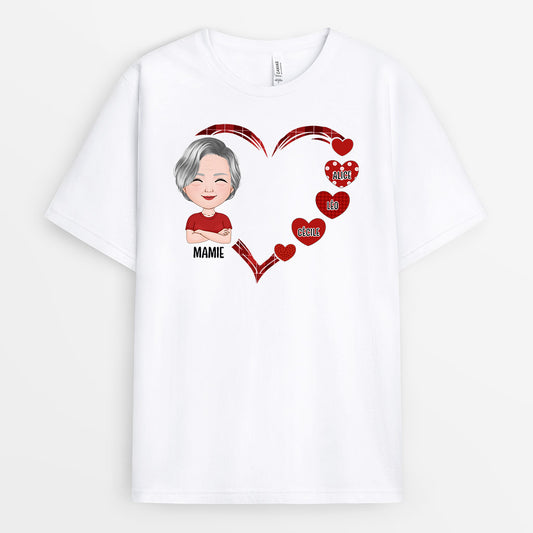 0963AFR1 Cadeau Personnalise T shirt Coeur Maman Mamie