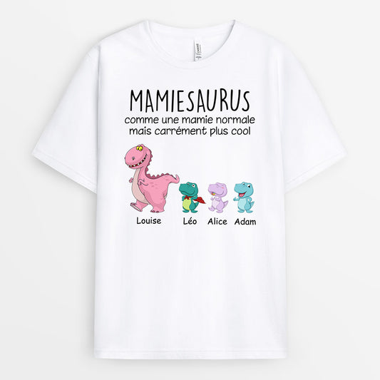 0967AFR2 Cadeau Personnalise T shirt Saurus Maman Mamie