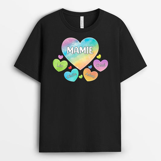 0976AFR1 Cadeau Personnalise T shirt Coeur Mamie Maman