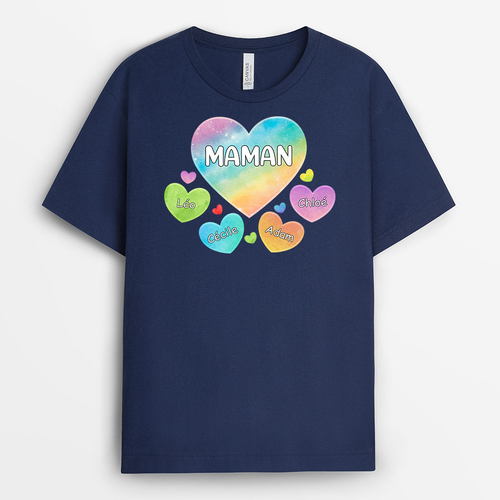 0976AFR2 Cadeau Personnalise T shirt Coeur Mamie Maman