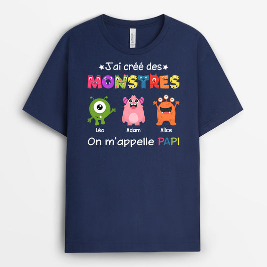 0978AFR2 Cadeau Personnalise Monstres T shirt Papy Papa