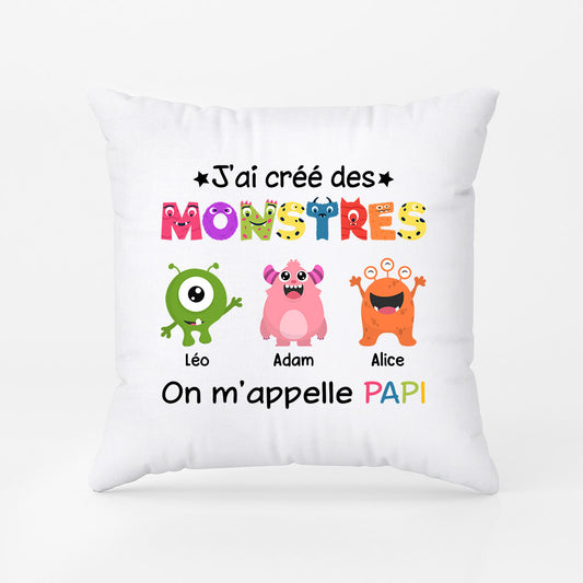 0978PFR2 Cadeau Personnalise Monstres Coussin Papy Papa