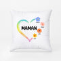 0980PFR1 Cadeau Personnalise Coussin Coeur petites fleurs Maman Mamie