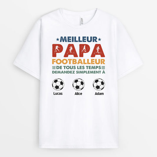 0983AFR1 Cadeau Personnalise T shirt Papa Footballeur Papa Papi
