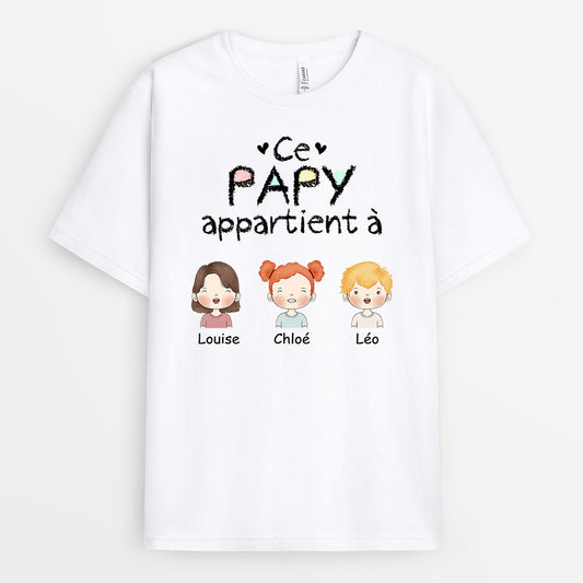 0989AFR1 Cadeau Personnalise T shirt Papy Papa