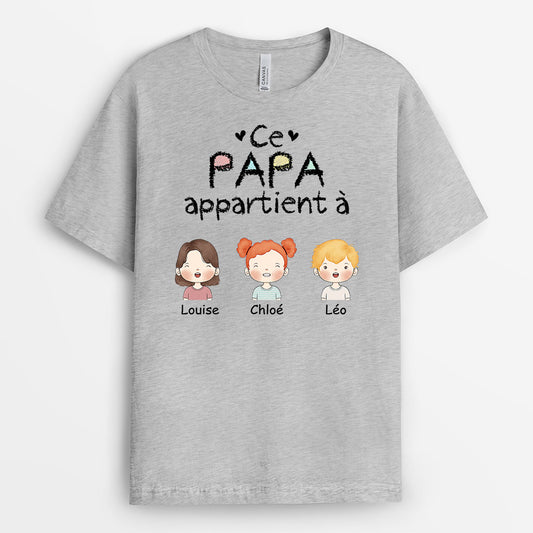 0989AFR2 Cadeau Personnalise T shirt Papy Papa