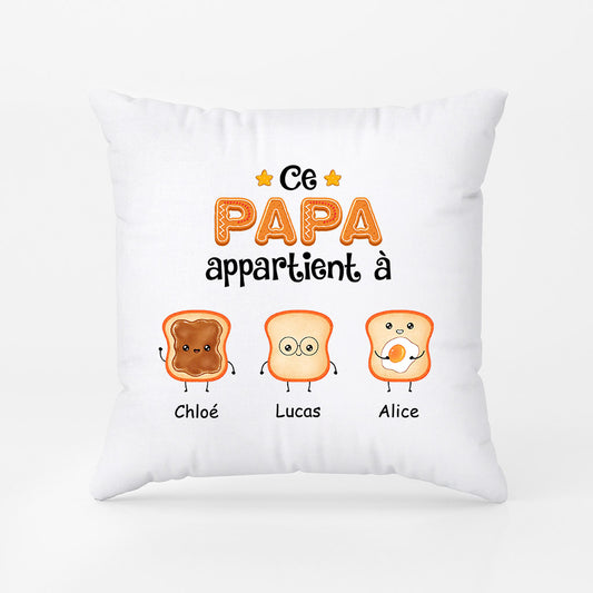 1002PFR1 Cadeau Personnalise Coussin Pain Papy Papa