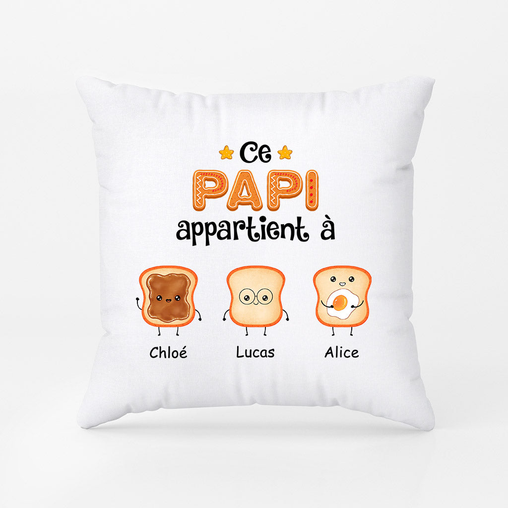 1002PFR2 Cadeau Personnalise Coussin Pain Papy Papa