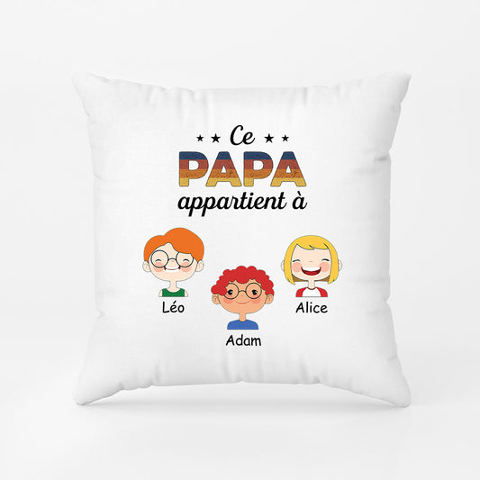 1003PFR1 Cadeau Personnalise Coussin Papa Papi