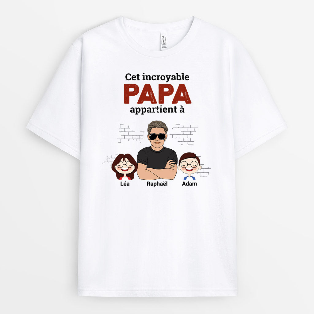 1005AFR1 Cadeau Personnalise T shirt Incroyable Papy Papa