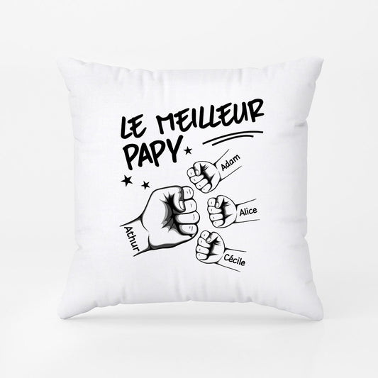 1006PFR2 Cadeau Personnalise Coussin Poing Papy Papa