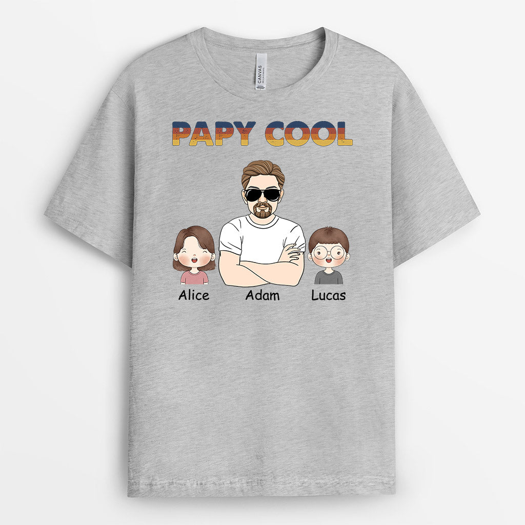 1018AFR2 Cadeau Personnalise T shirt Cool Papa Papi