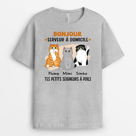 1023AFR2 Cadeau Personnalise T shirt Seigneur A POils Amouraux des Chats