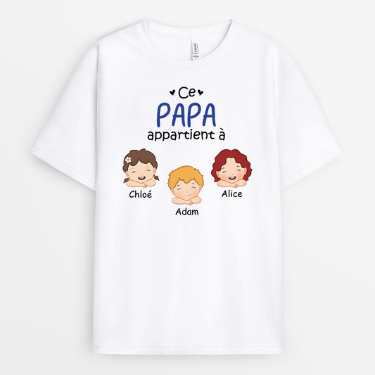 1025AFR1 Cadeau Personnalise T shirt Papa Papi