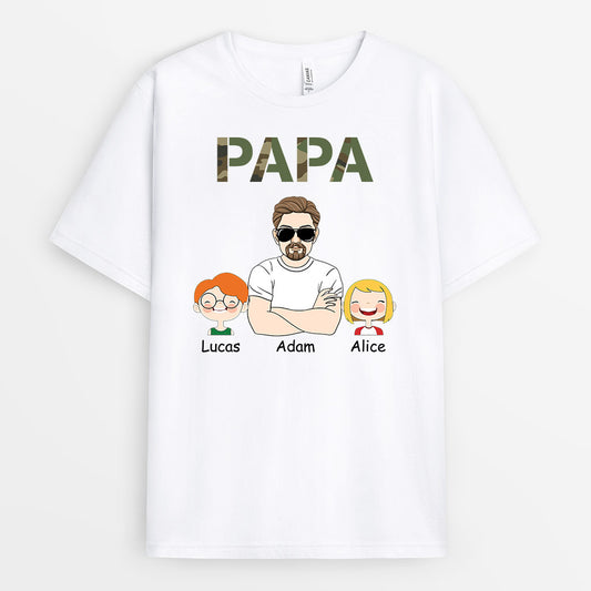 1026AFR1 Cadeau Personnalise T shirt Papa Papi