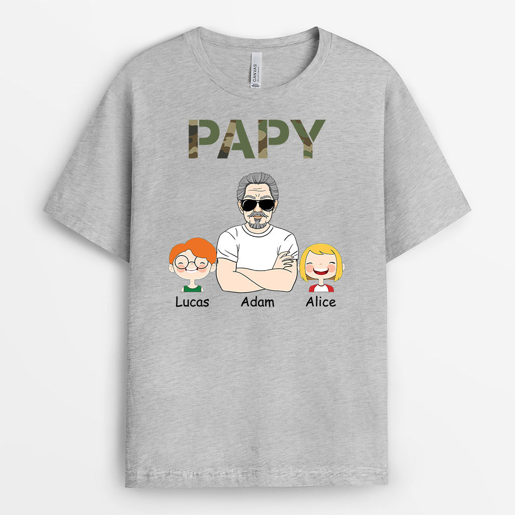 1026AFR2 Cadeau Personnalise T shirt Papa Papi