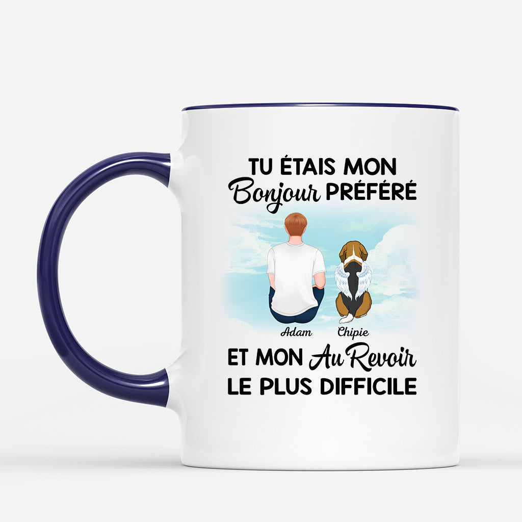 1028MFR2 Cadeau Personnalise Mug Bonjour Au Revoir Amoureux des chiens