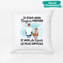 1028PFR2 Cadeau Personnalise Coussin Bonjour Au Revoir Amoureux des chats