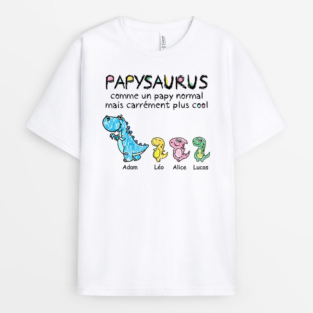 1031AFR2 Cadeau Personnalise T shirt Saurus Papa Papi