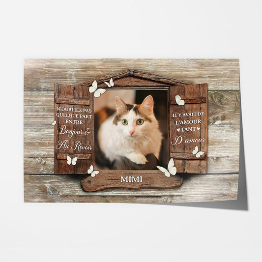 1036SFR1 Cadeau Personnalise Poster Bonjour Au Revoir Amour Amoureux des chats