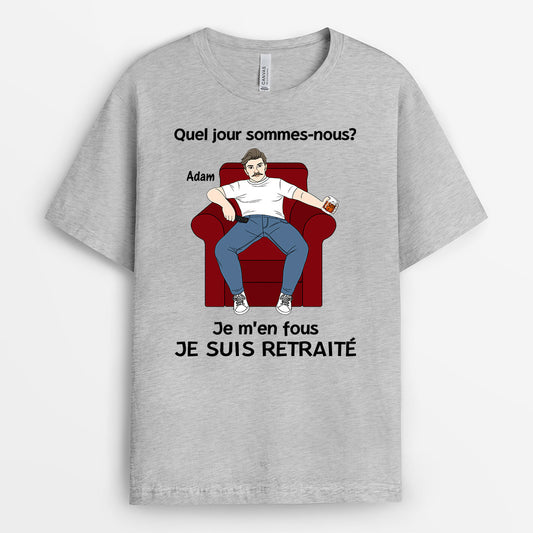 1039AFR2 Cadeau Personnalise T shirt Retraite Papa Papi