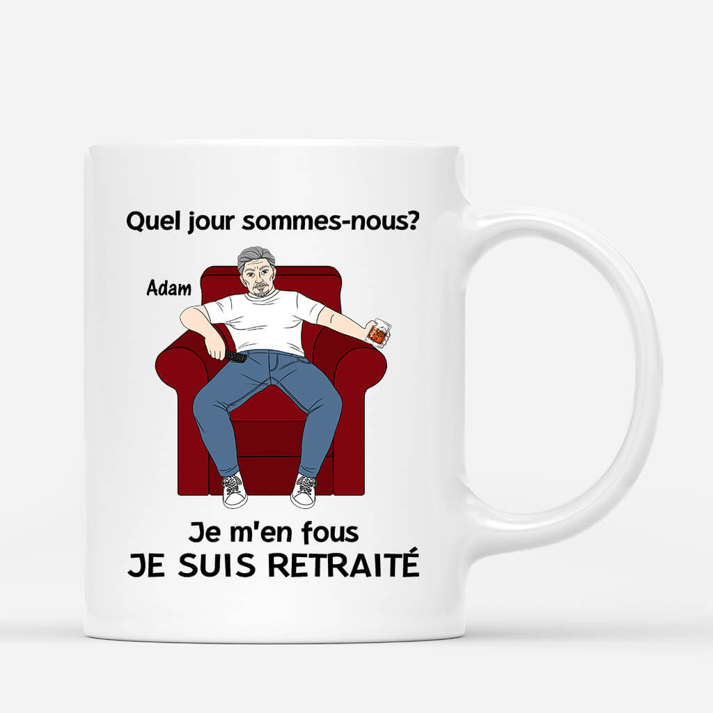 1039MFR1 Cadeau Personnalise Mug Retraite Papa Papi