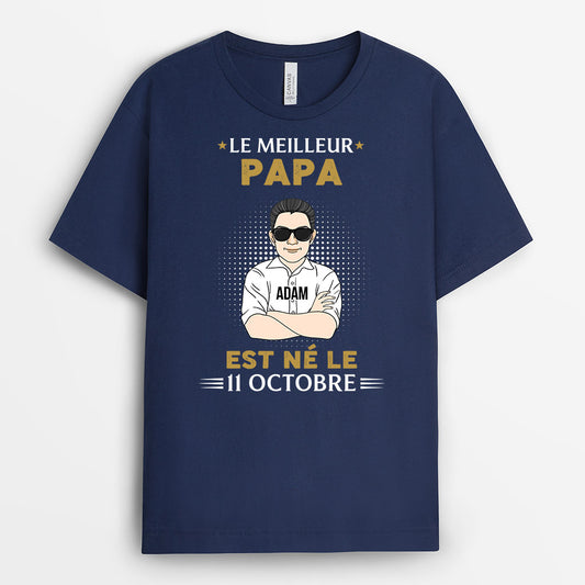 1041AFR1 Cadeau Personnalise T shirt Meilleur Ne Papa Papi