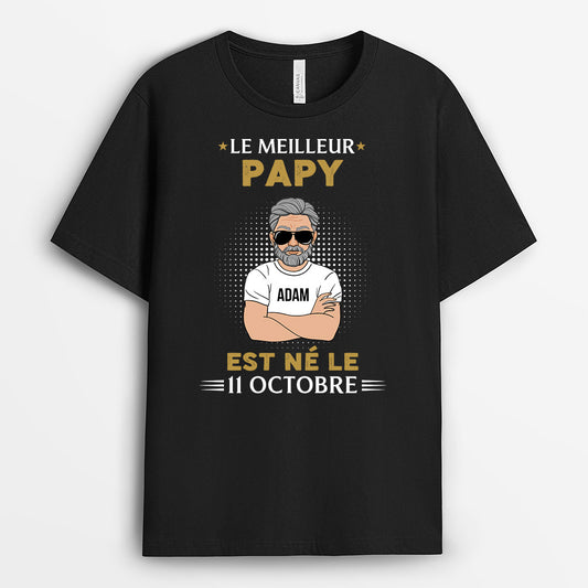 1041AFR2 Cadeau Personnalise T shirt Meilleur Ne Papa Papi