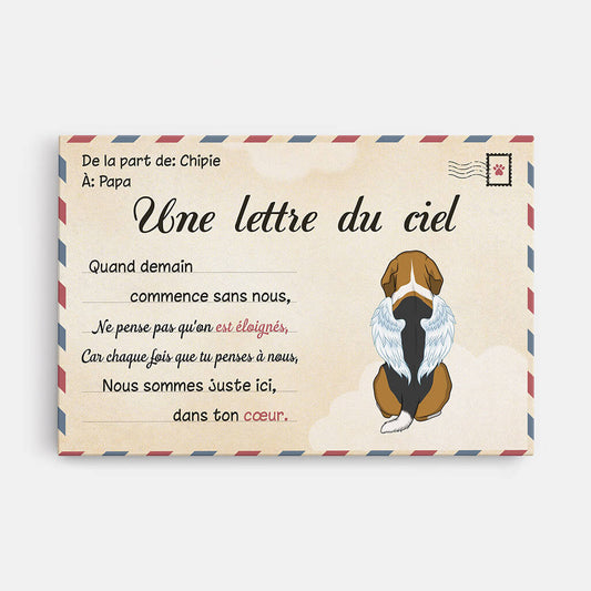 1042CFR1 Cadeau Personnalise Toile Lettre Du Ciel Amoureux des chiens