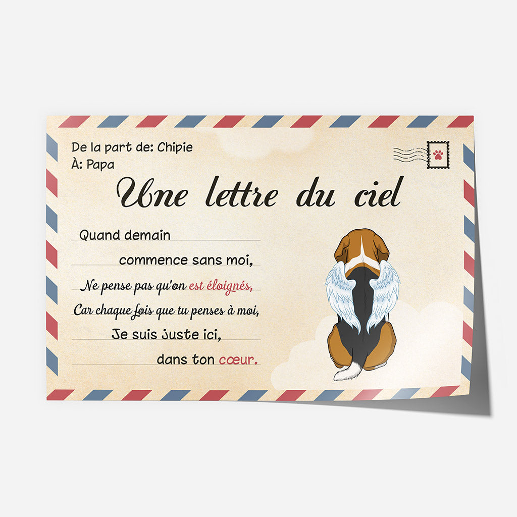 1042SFR1 Cadeau Personnalise Poster Lettre Du Ciel Amoureux des chiens