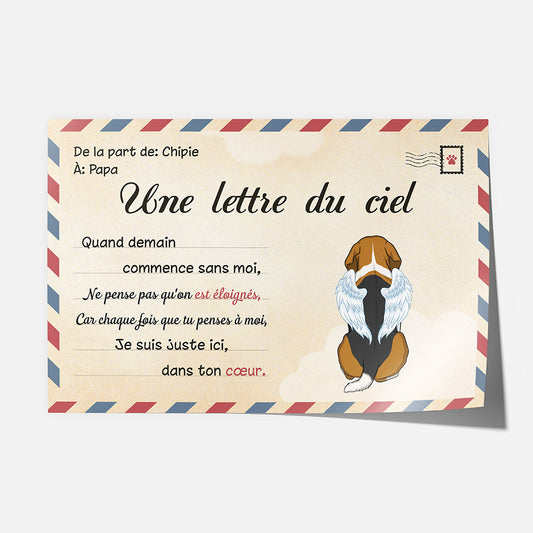 1042SFR1 Cadeau Personnalise Poster Lettre Du Ciel Amoureux des chiens