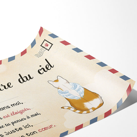 1042SFR2 Cadeau Personnalise Poster Lettre Du Ciel Amoureux des chats