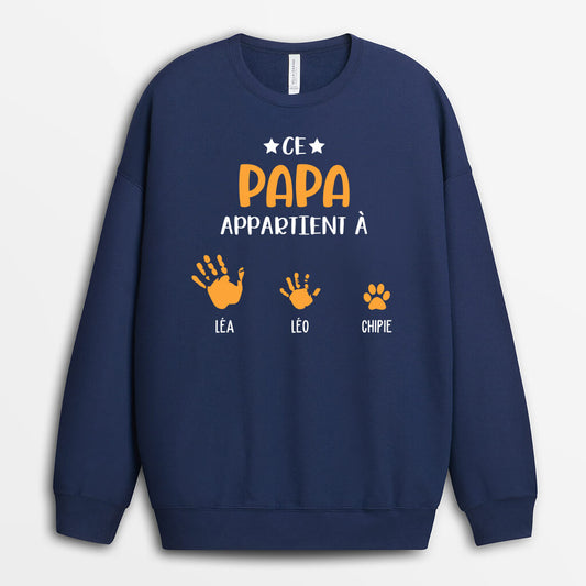 1043WFR1 Cadeau Personnalise Sweat shirt Incroyable Papa Papi