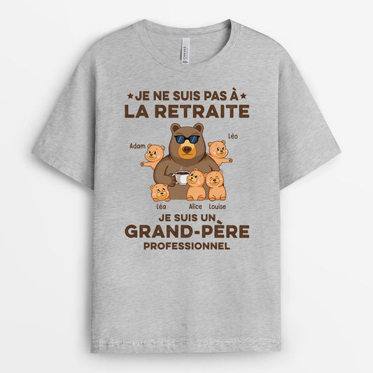 1044AFR1 t shirt je ne suis pas a la retraite blanc personnalise