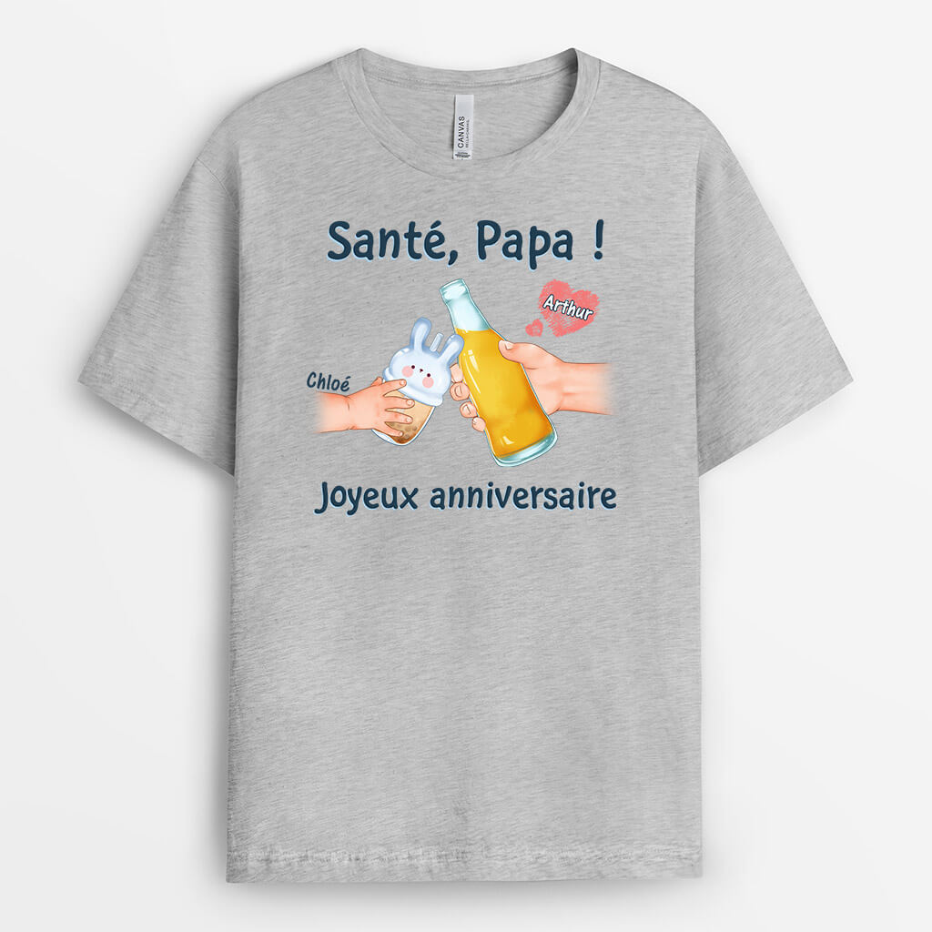 1047AFR1 Cadeau Personnalise T shirt Sante Anniversaire Papa Papi