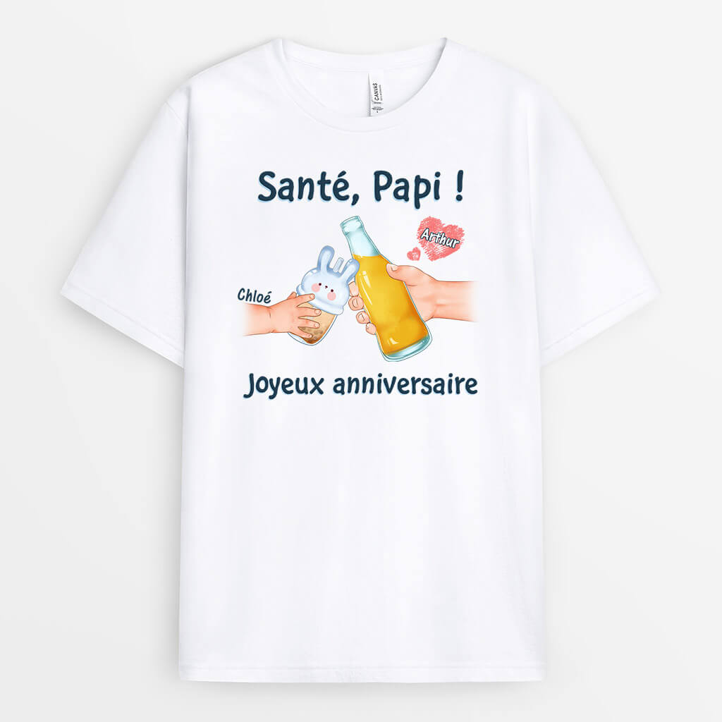 1047AFR2 Cadeau Personnalise T shirt Sante Anniversaire Papa Papi