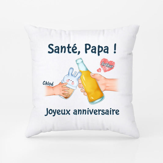 1047PFR1 Cadeau Personnalise Coussin Sante Anniversaire Papa Papi