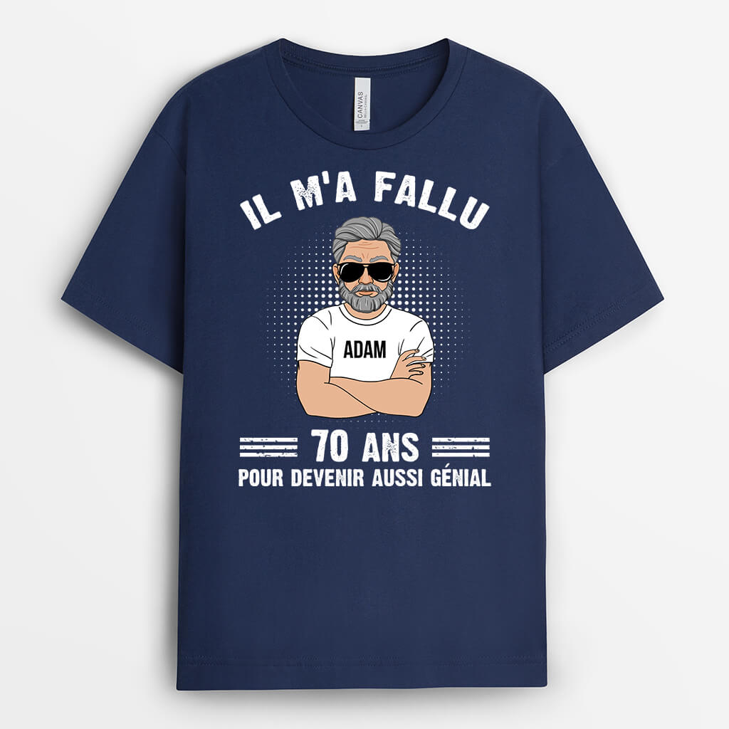 1048AFR02 Cadeau Personnalise T shirt Aussi Genial Papa Papi