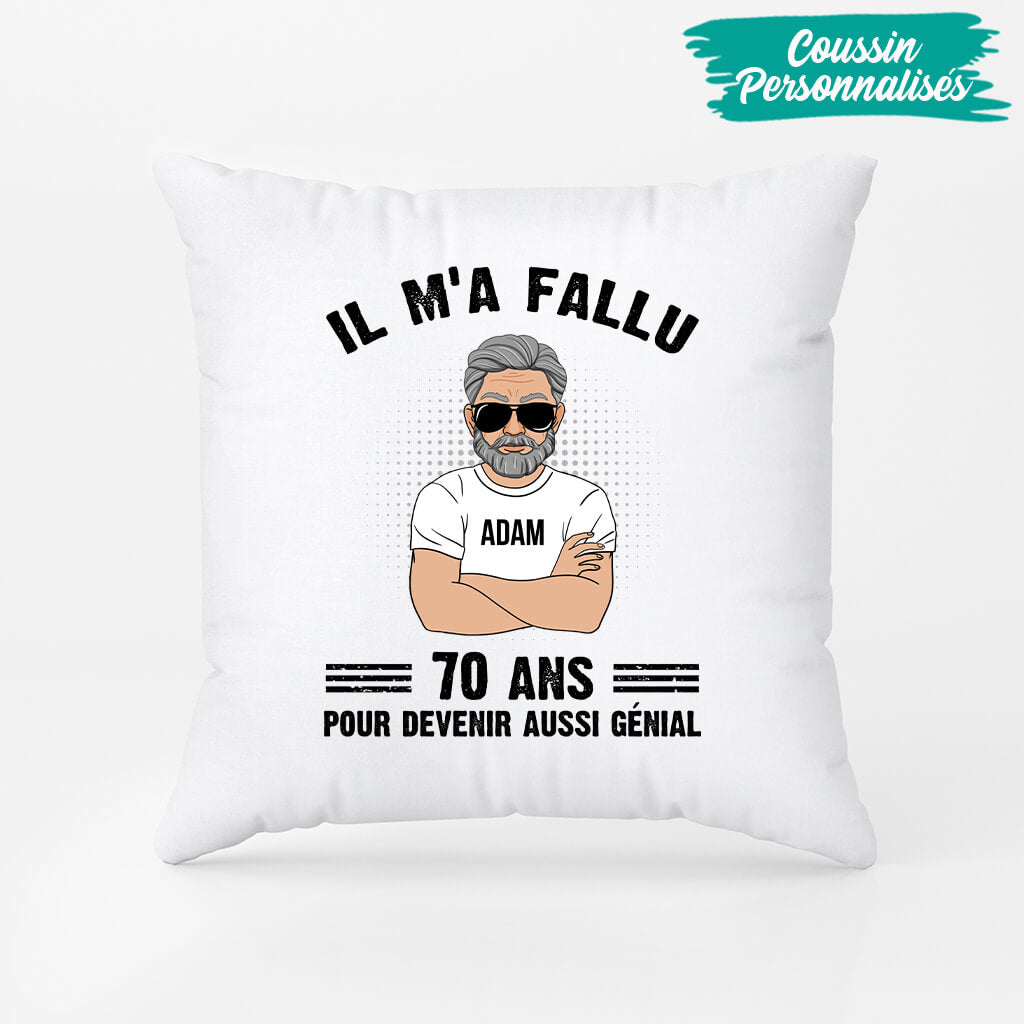 1048PFR2 Cadeau Personnalise Coussin Aussi Genial Papa Papi